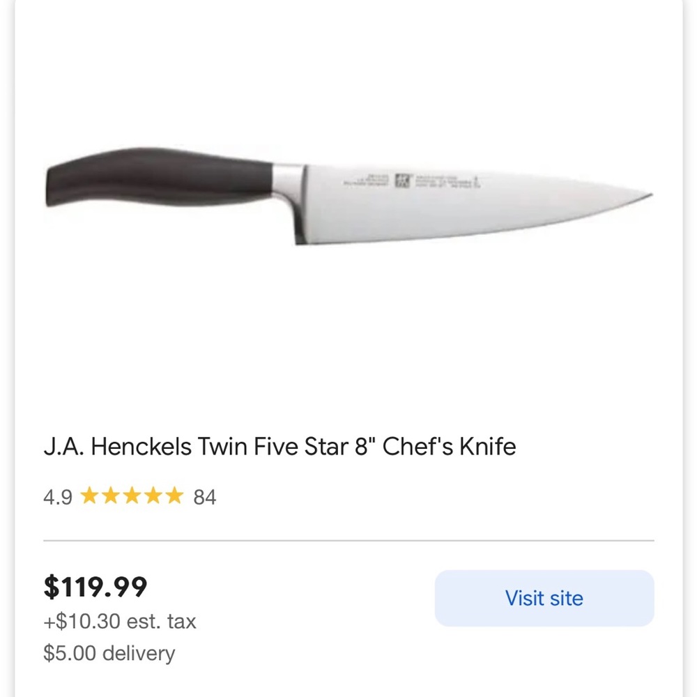 Zwilling Five Star 8” Chef Knife